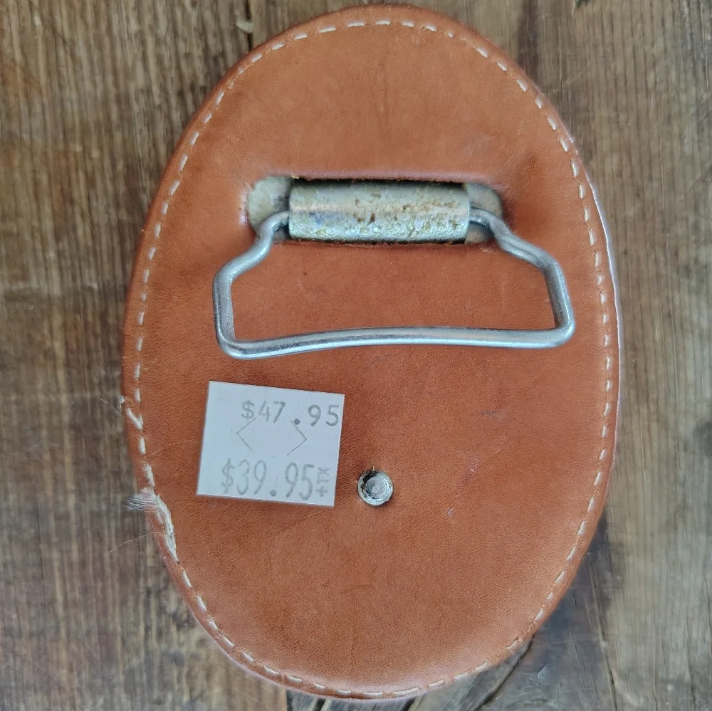Western Leather Covered Belt Buckle 4x3